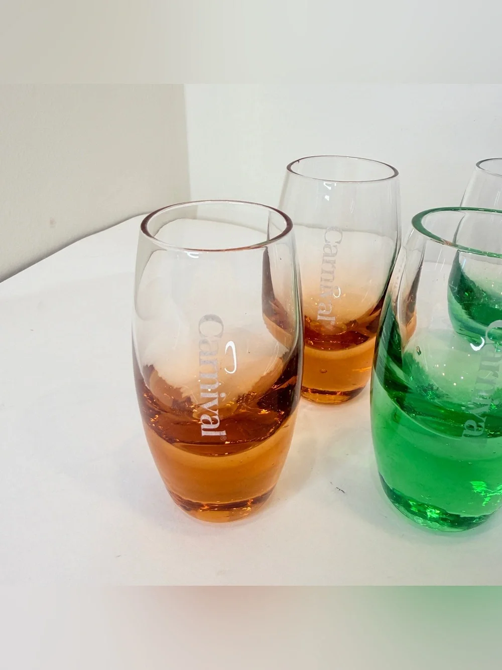 7 Carnival Cruise Line Rainbow 2 oz. Shot Glasses Heavy Base